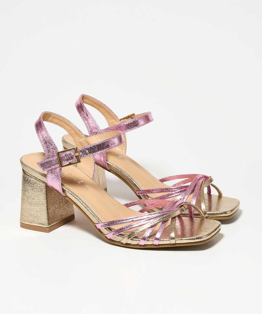 Marypaz Heeled Sandal With Metallic Strips