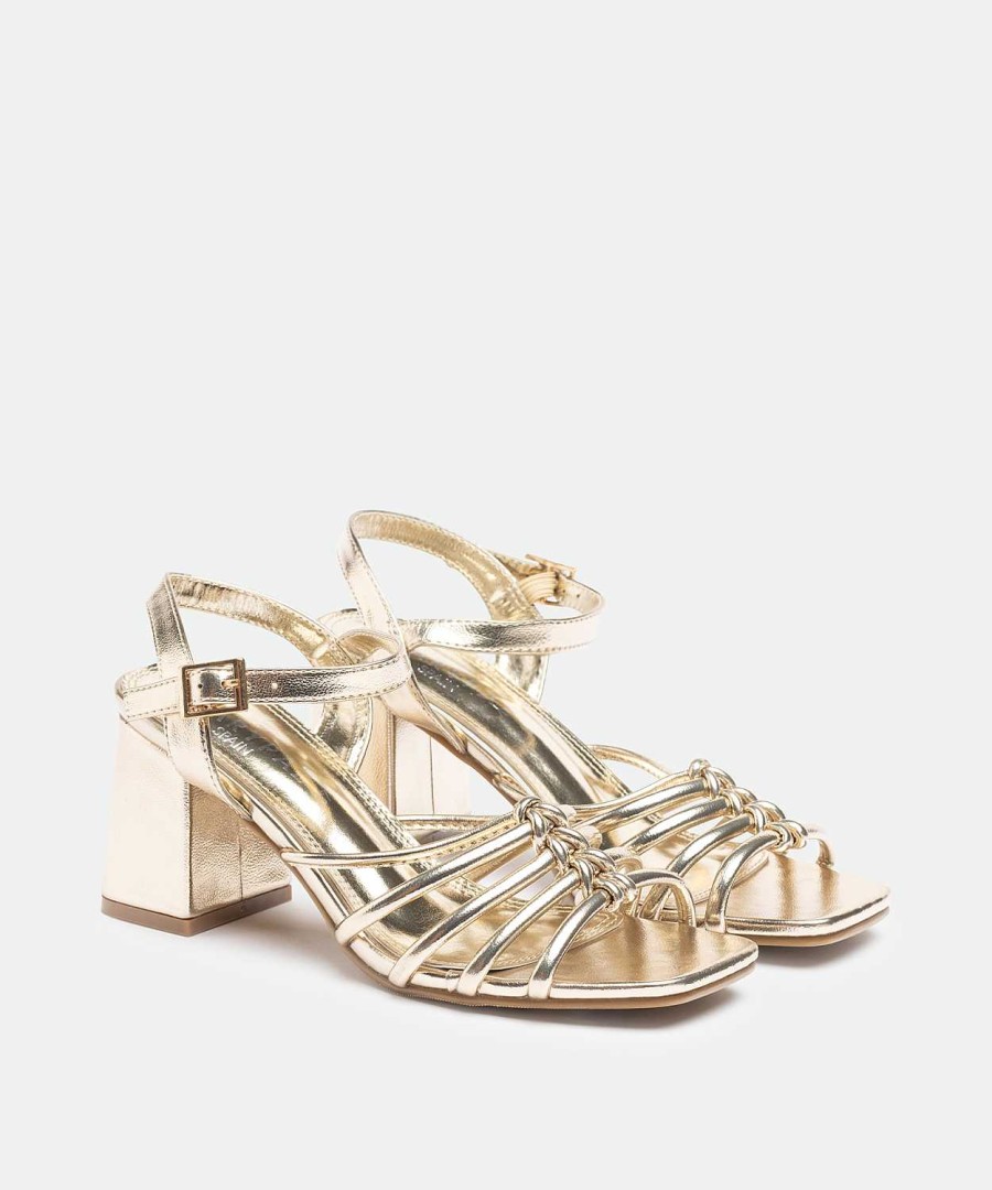 Marypaz Heeled Sandal With Golden Strips