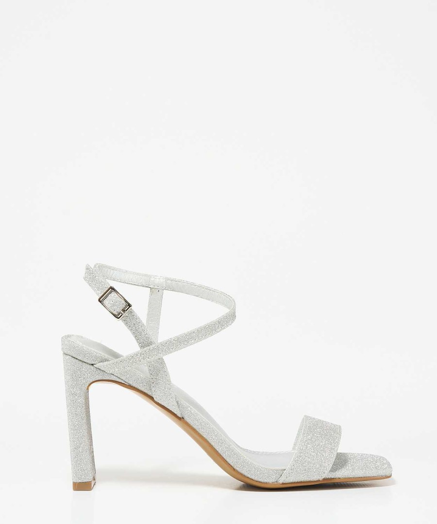 Marypaz Silver Glitter Heel Sandal