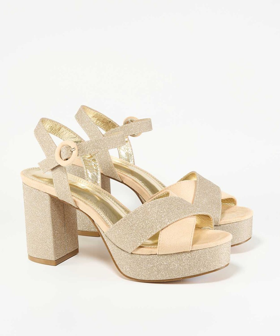 Marypaz Golden Glitter Platform Sandal