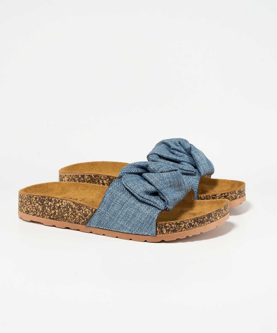 Marypaz Flat Sandal With Denim Bow