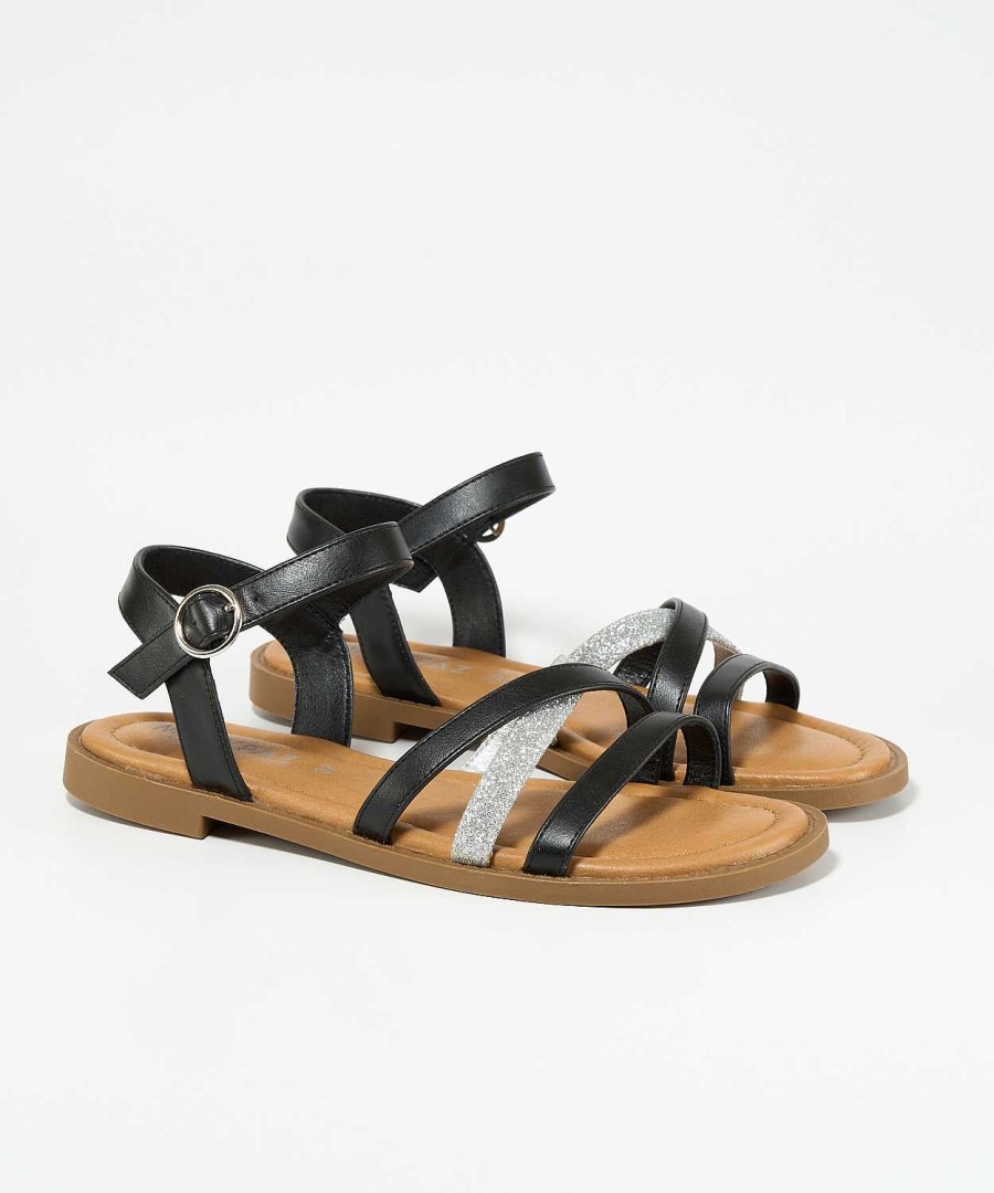 Marypaz Flat Sandal With Shiny Strips