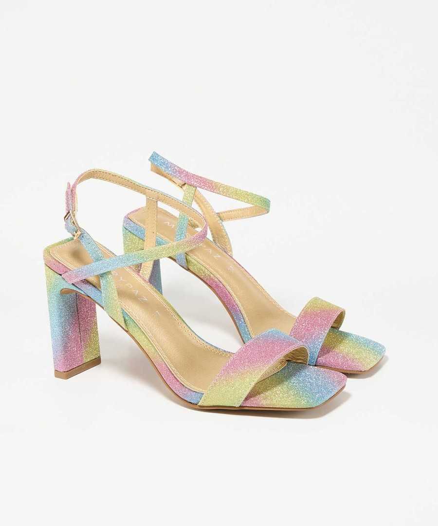 Marypaz Glitter Sandal With Rectangular Heel