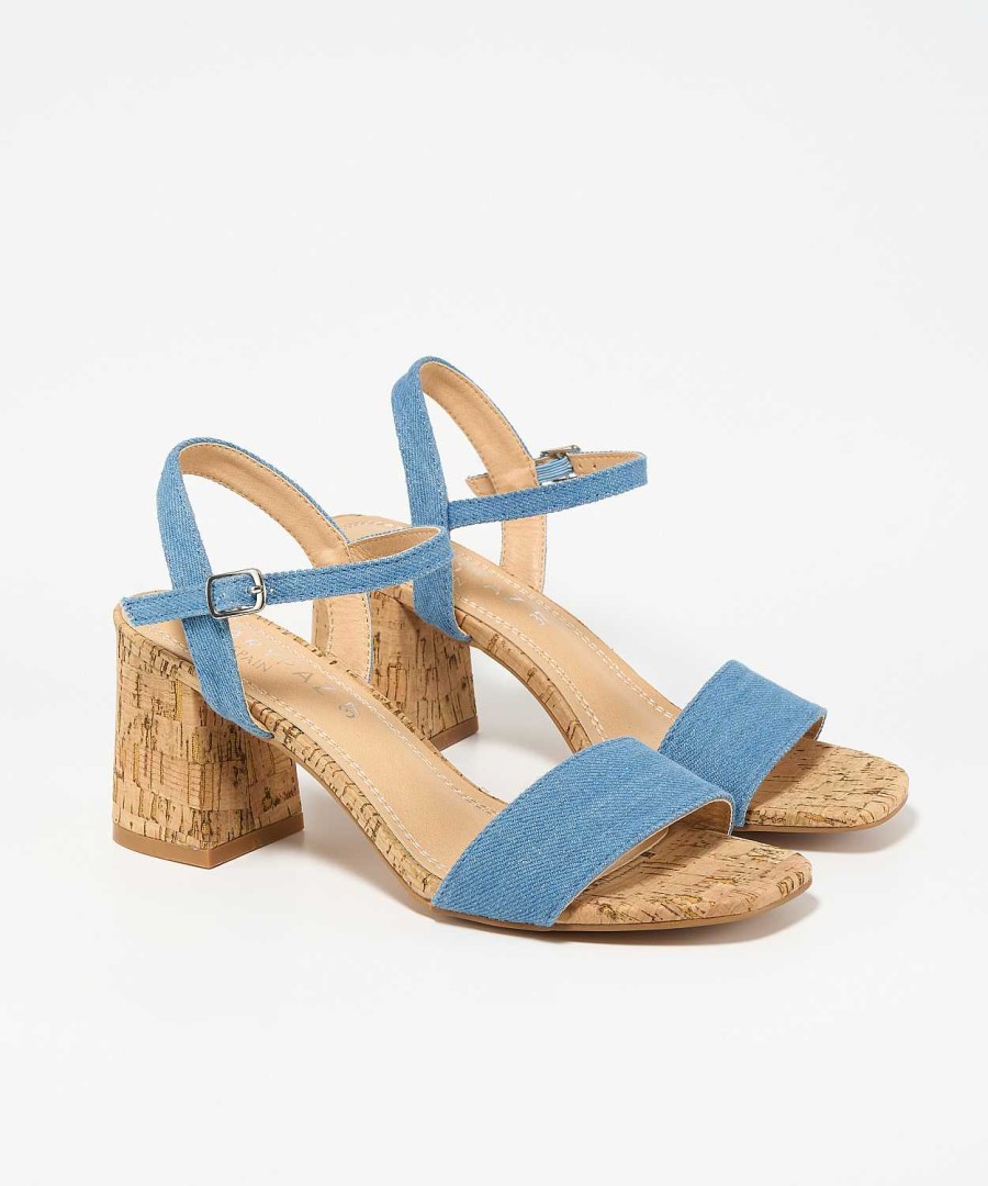 Marypaz Denim Cork Heel Sandal