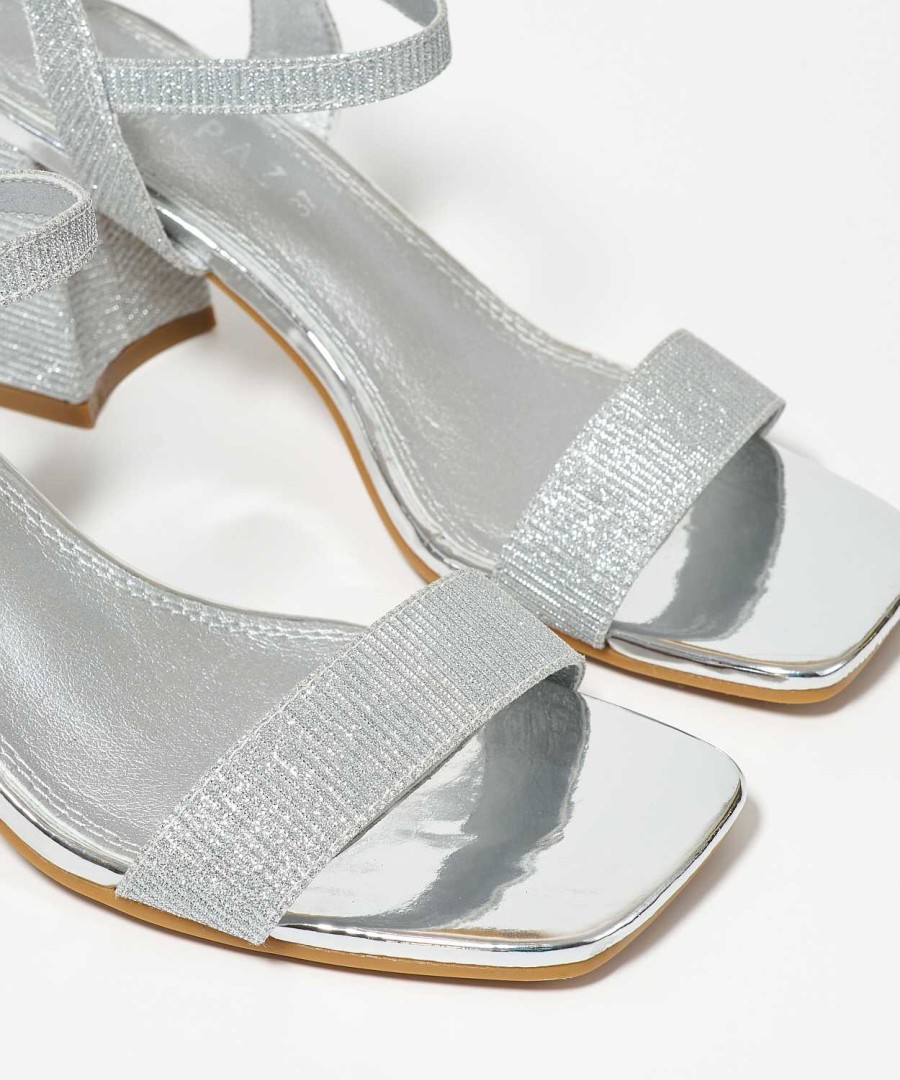 Marypaz Silver Glitter Heel Sandal