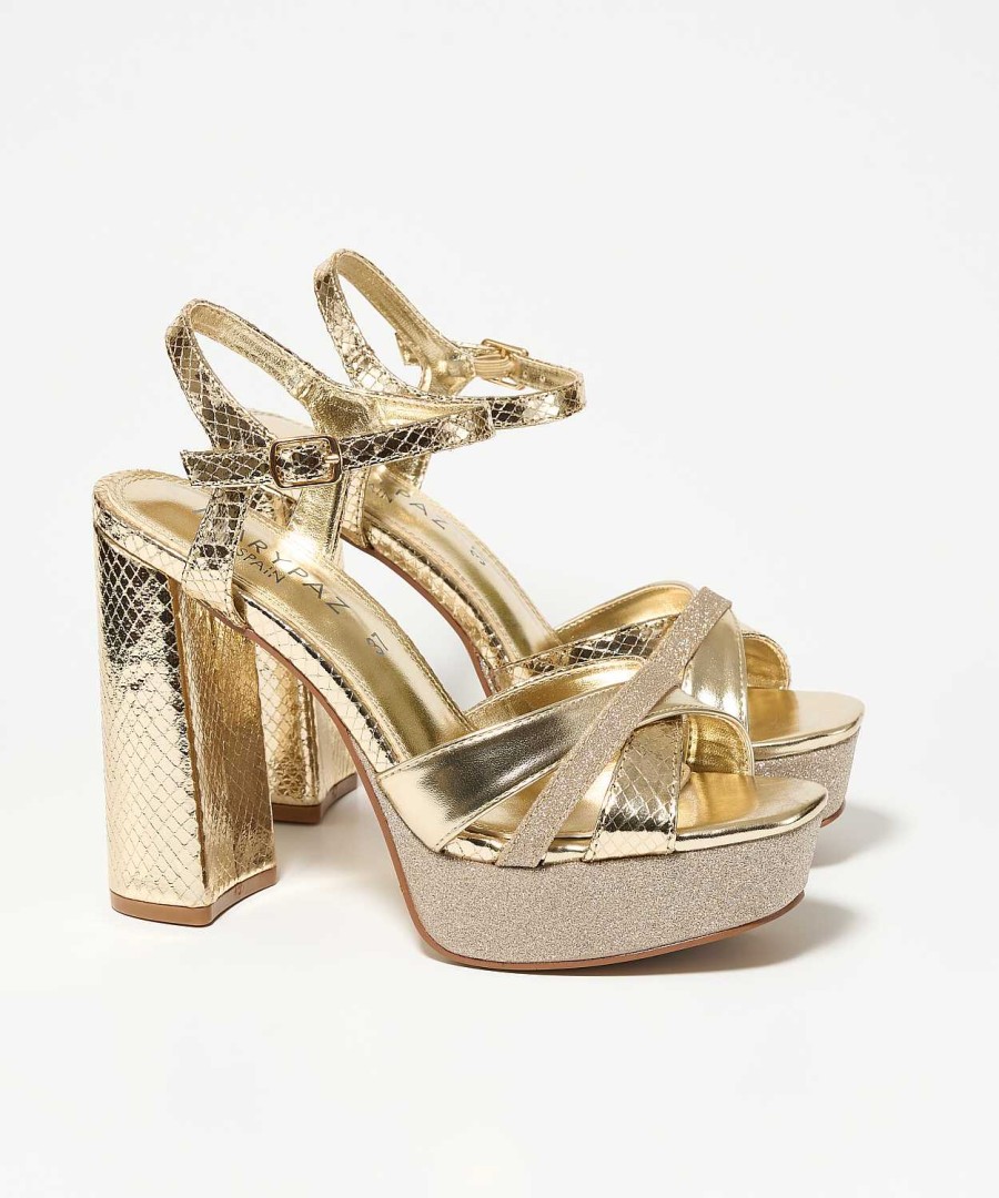 Marypaz Golden Glitter Platform Sandal