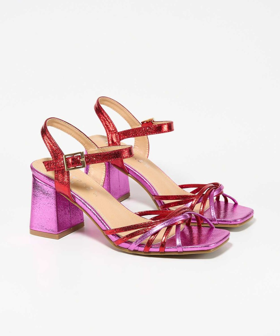 Marypaz Heeled Sandal With Metallic Strips