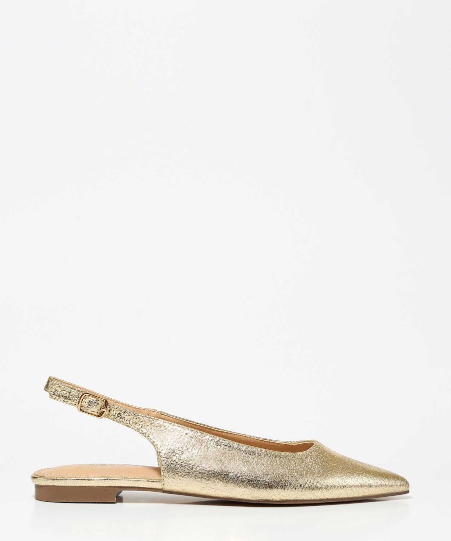 Marypaz Golden Slingback Flat Shoe