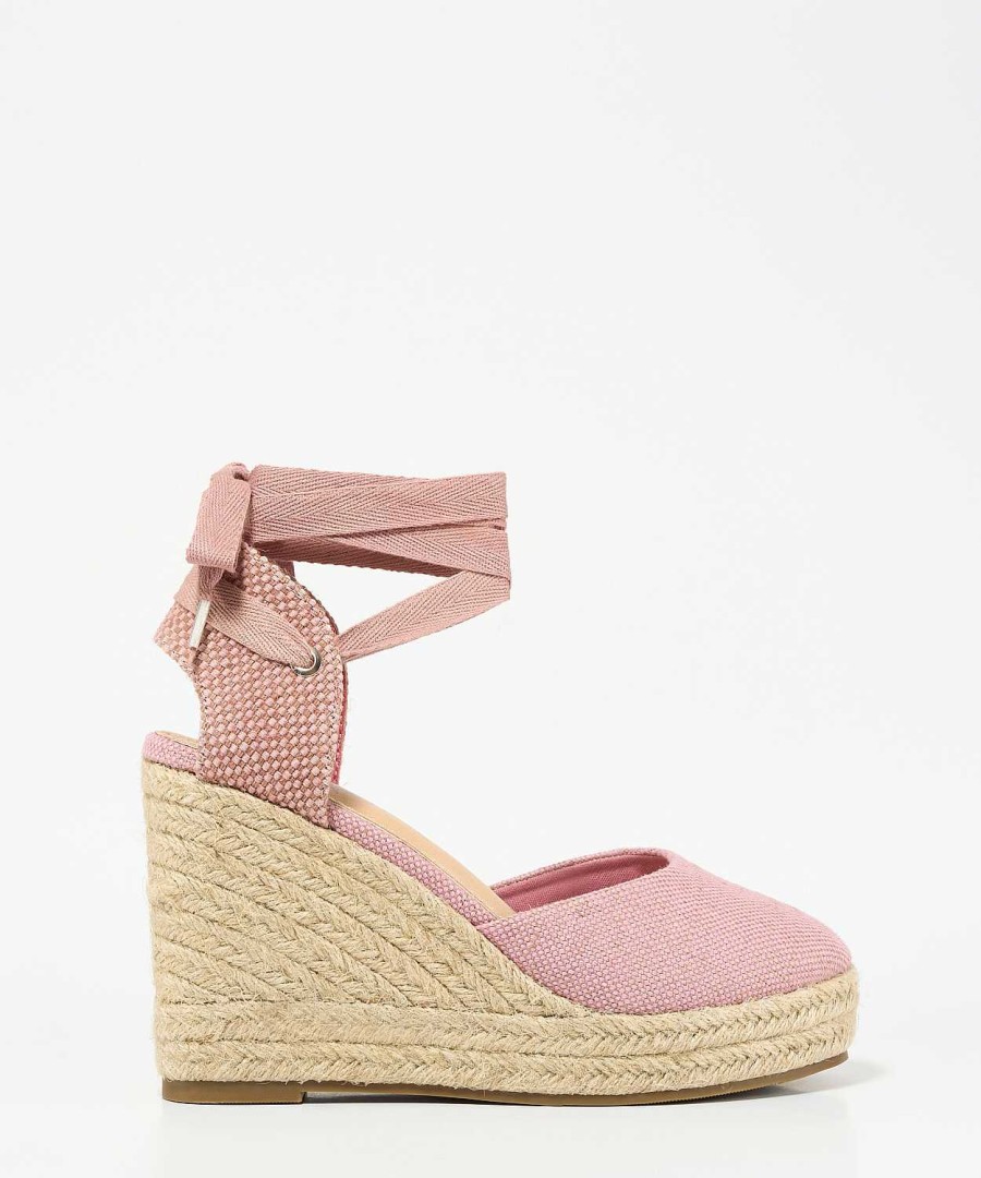 Marypaz Pink Linen Tied Espadrille