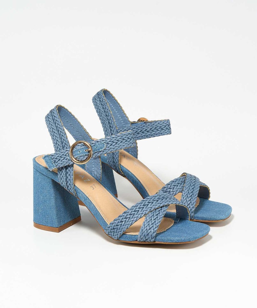 Marypaz Denim Braided Heel Sandal