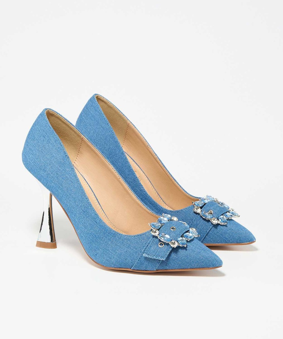 Marypaz Heeled Denim Jewel Shoe