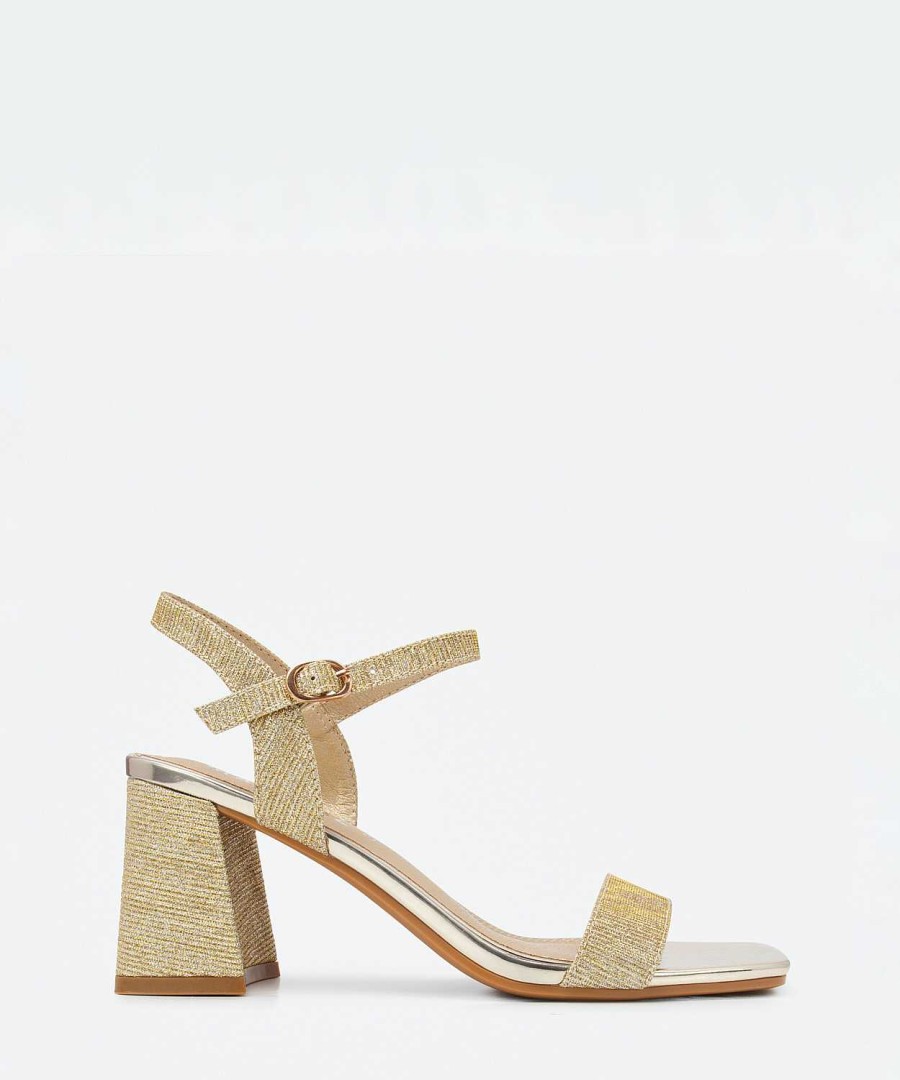 Marypaz Golden Glitter Heel Sandal