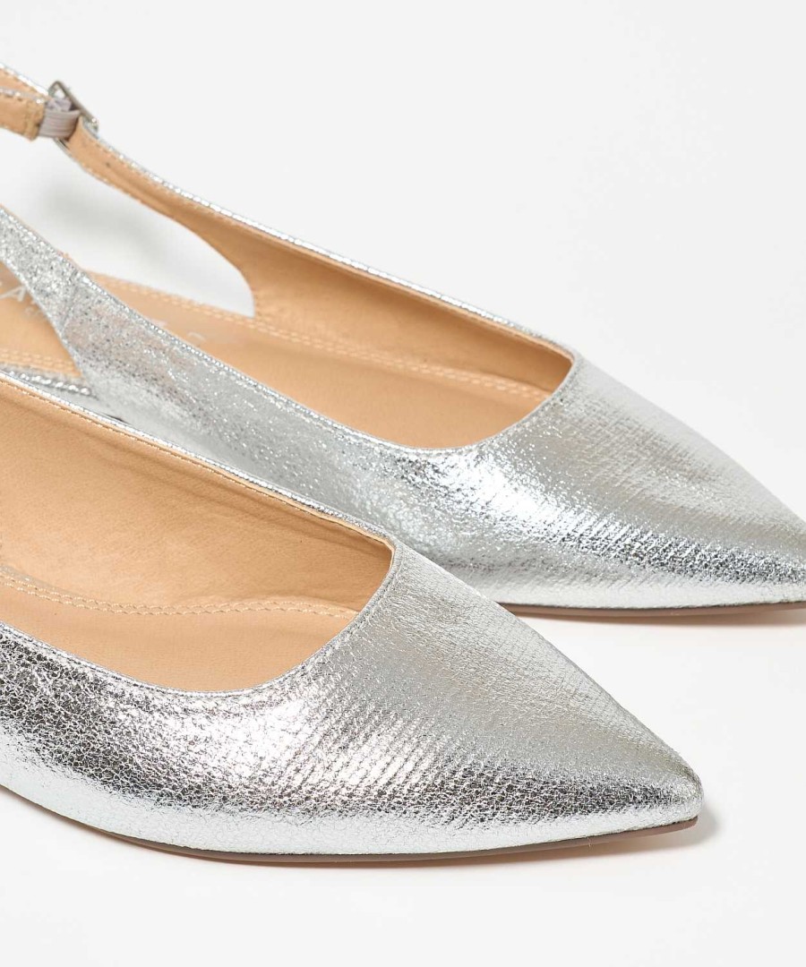 Marypaz Silver Slingback Flat Shoe