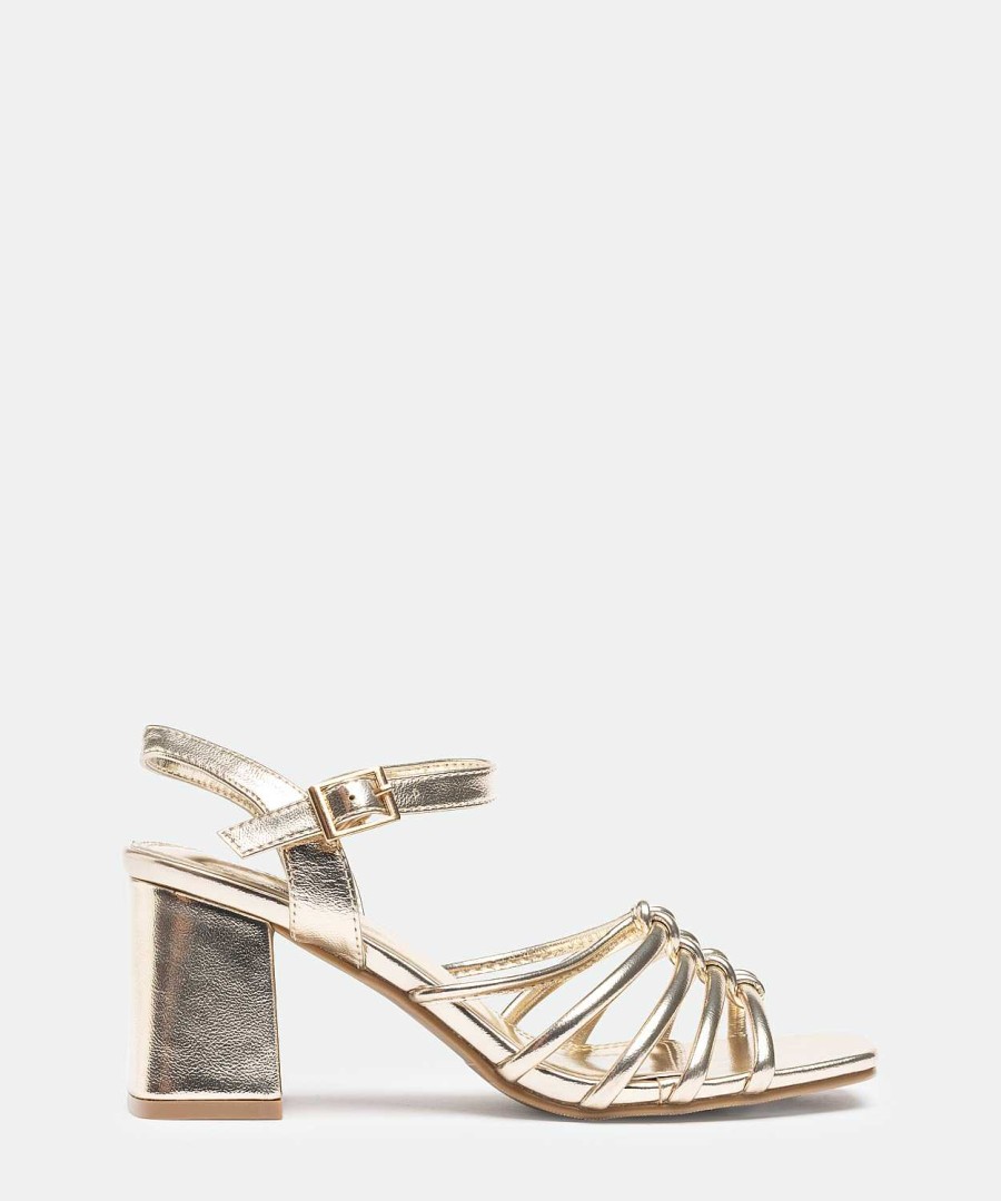 Marypaz Heeled Sandal With Golden Strips