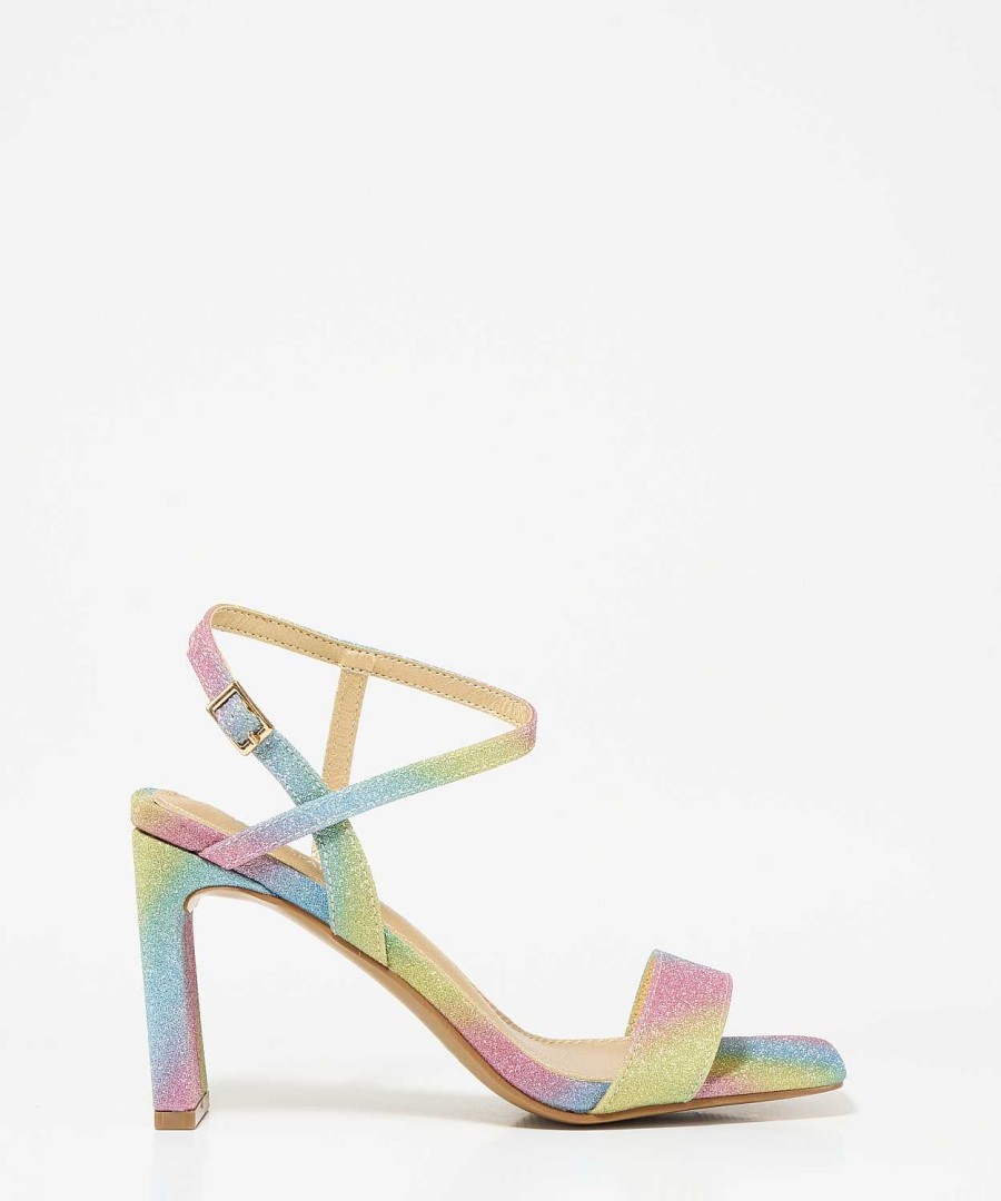 Marypaz Glitter Sandal With Rectangular Heel