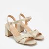 Marypaz Gold Linen Heel Sandal