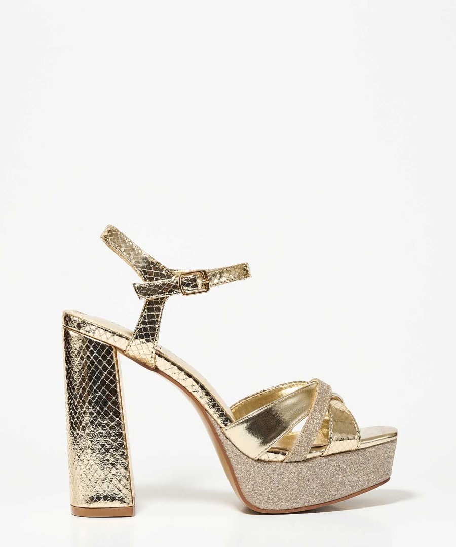 Marypaz Golden Glitter Platform Sandal