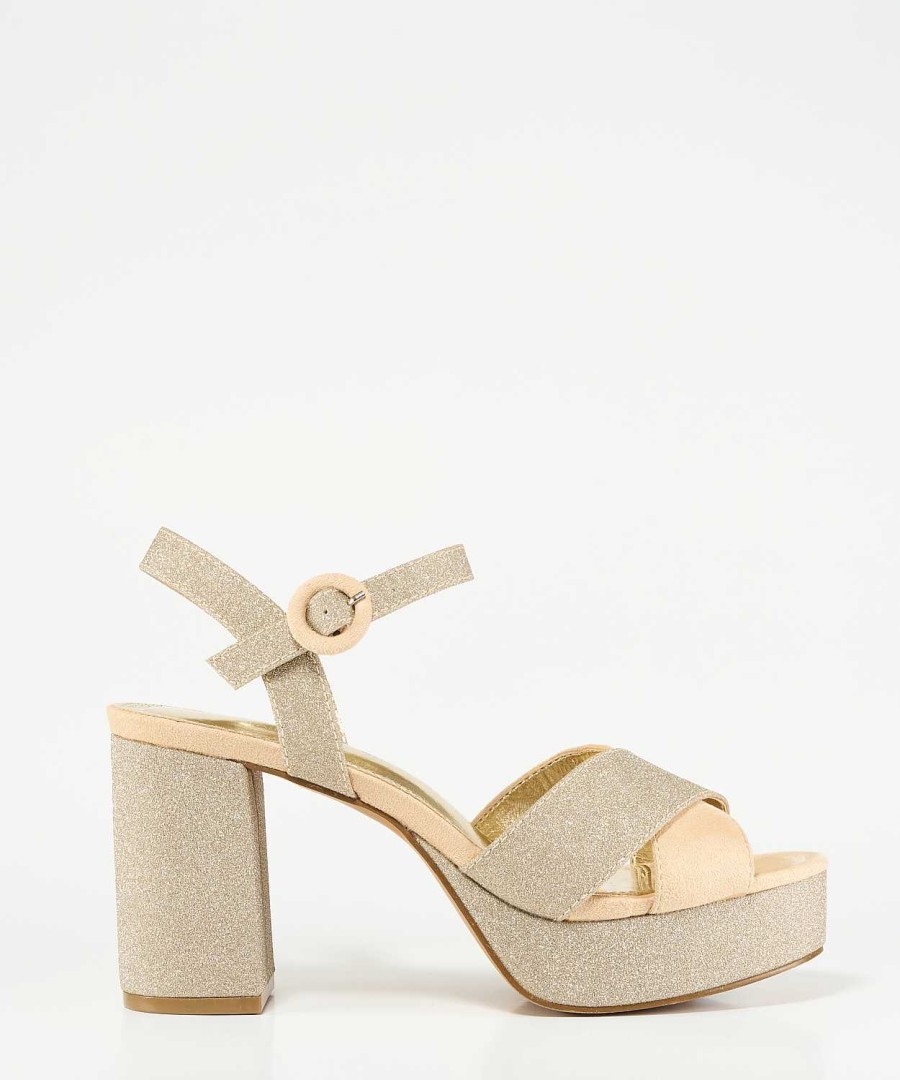 Marypaz Golden Glitter Platform Sandal