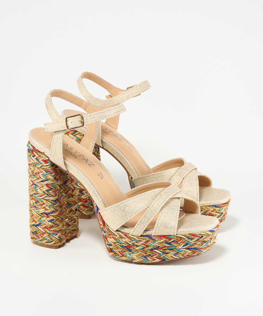 Marypaz Multicolor Jute Platform Sandal