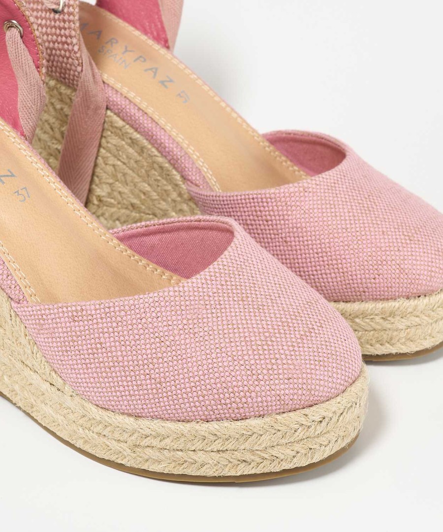 Marypaz Pink Linen Tied Espadrille