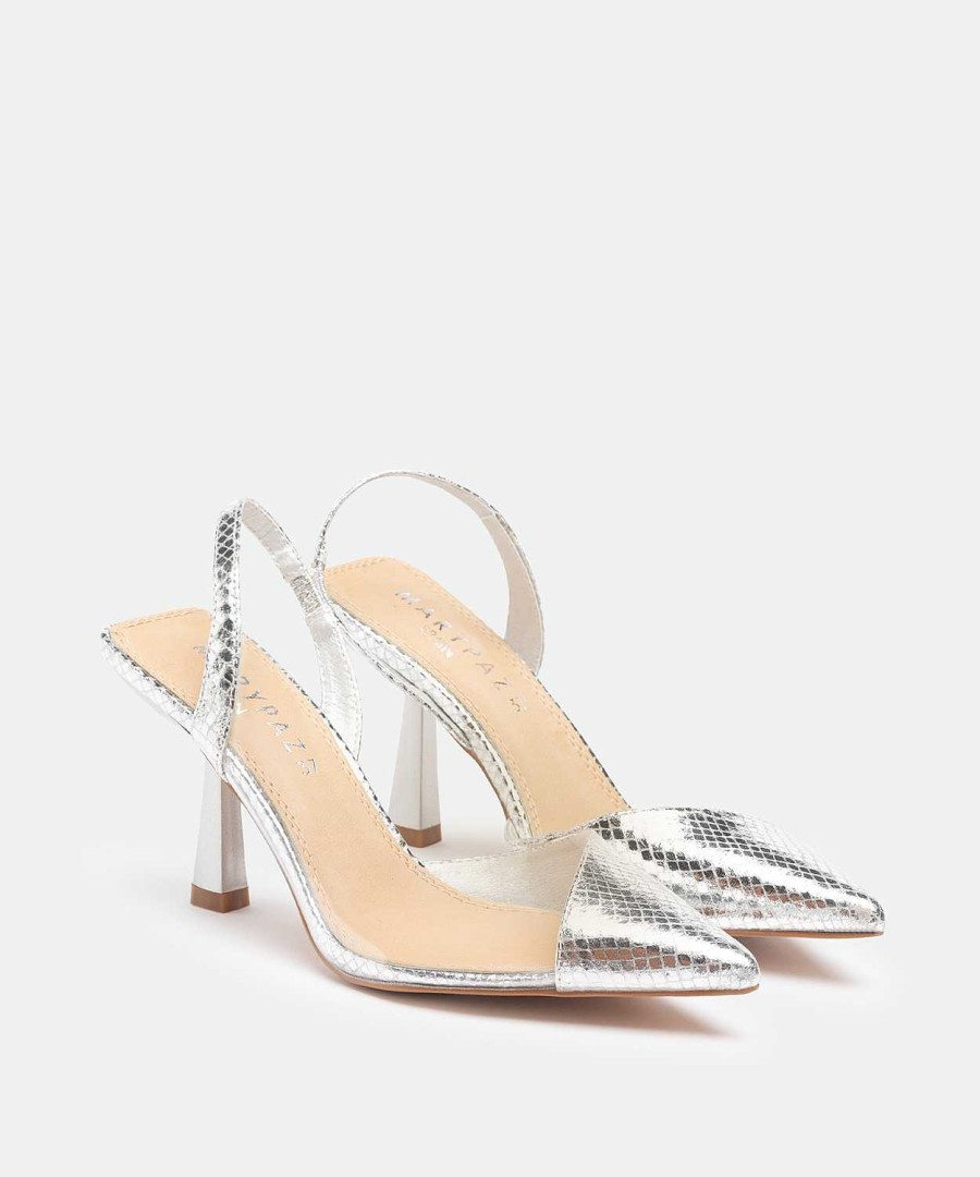 Marypaz Silver Vinyl Slingback Shoe