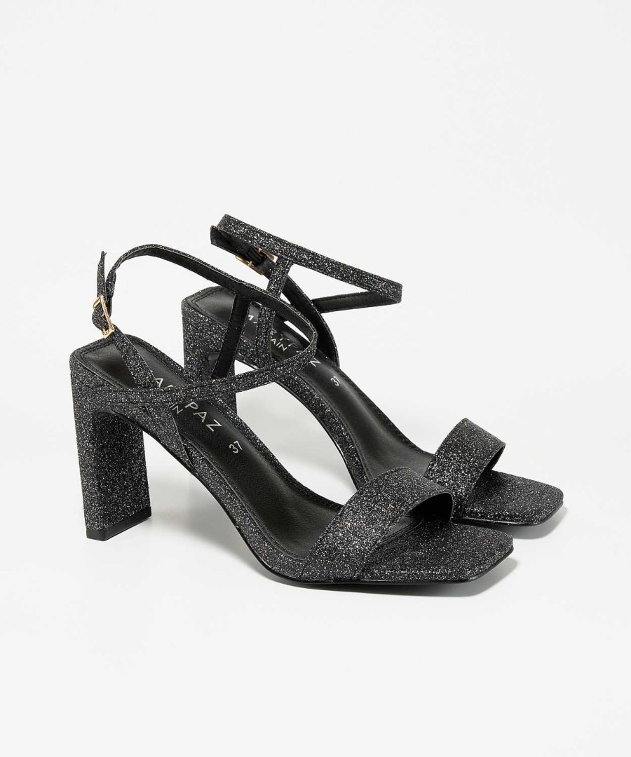 Marypaz Glitter Sandal With Rectangular Heel