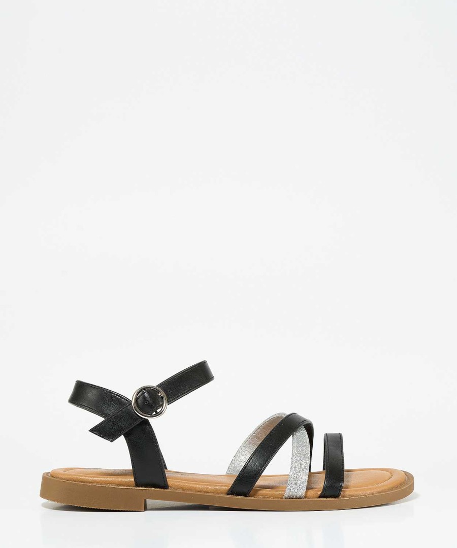 Marypaz Flat Sandal With Shiny Strips