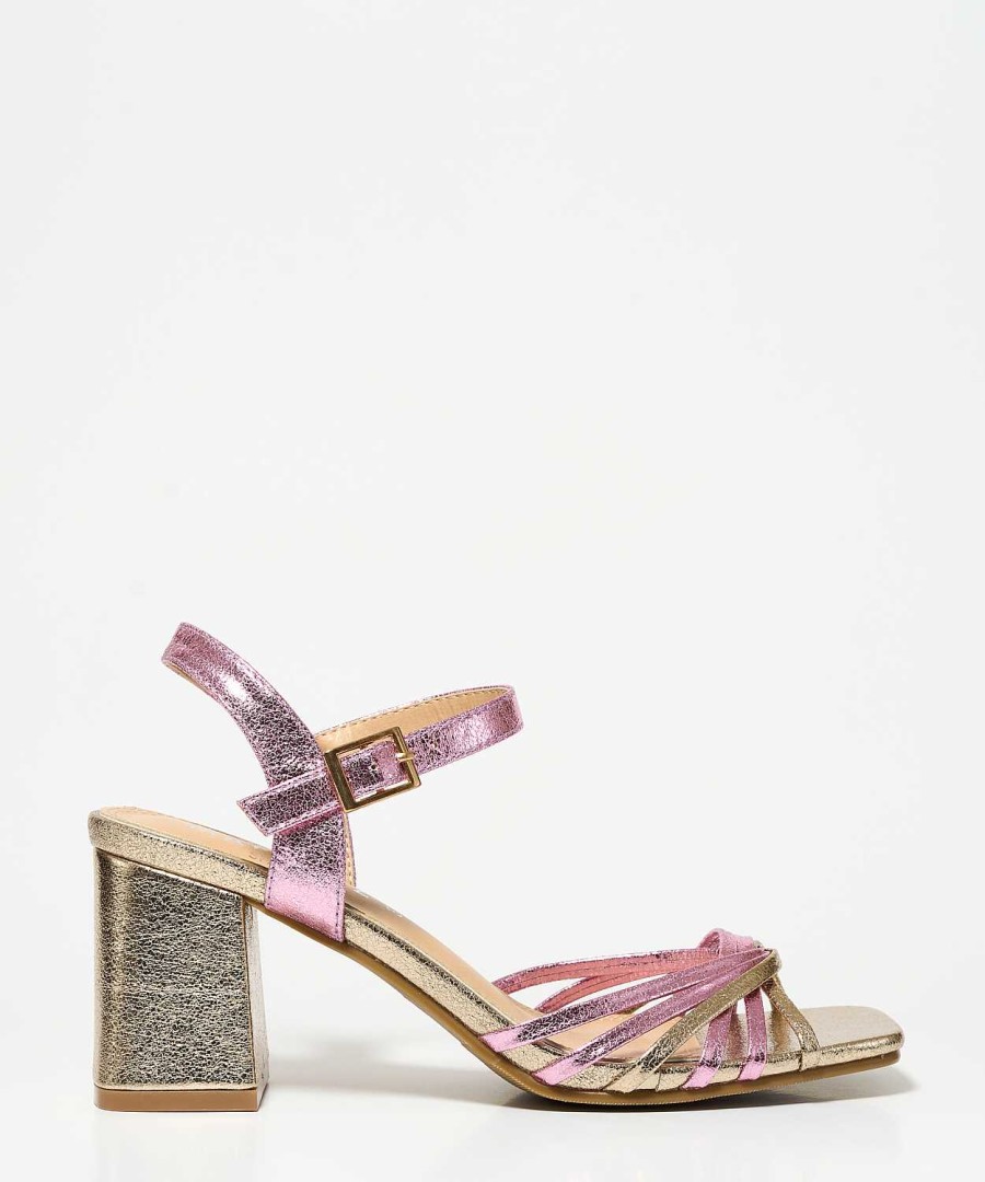 Marypaz Heeled Sandal With Metallic Strips