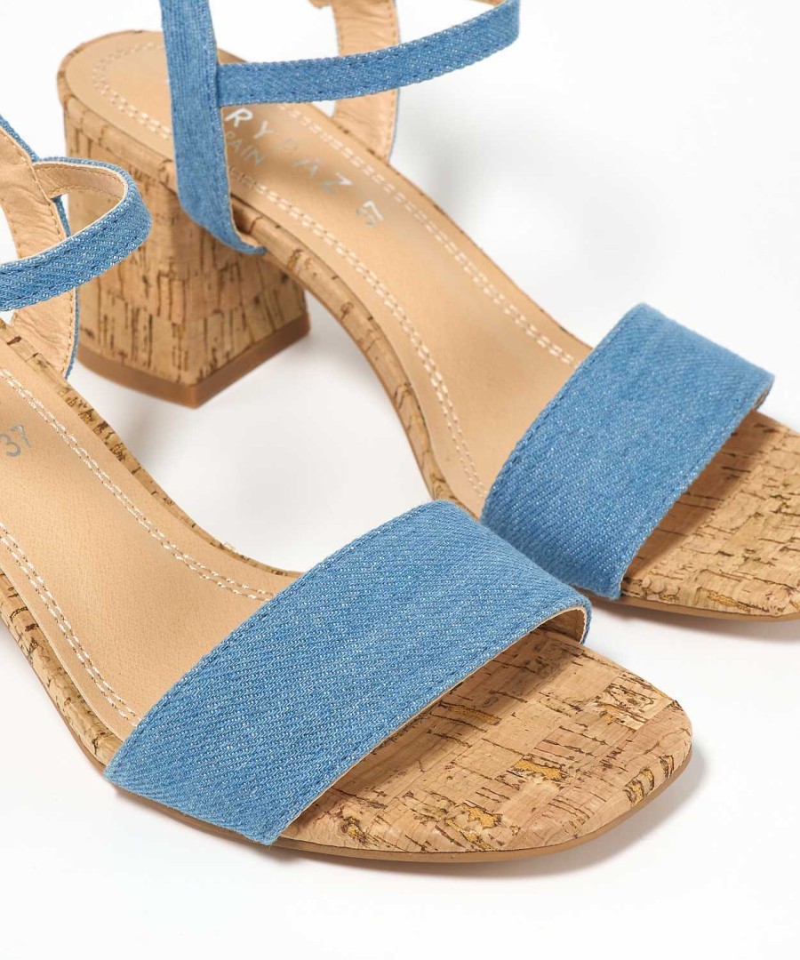 Marypaz Denim Cork Heel Sandal