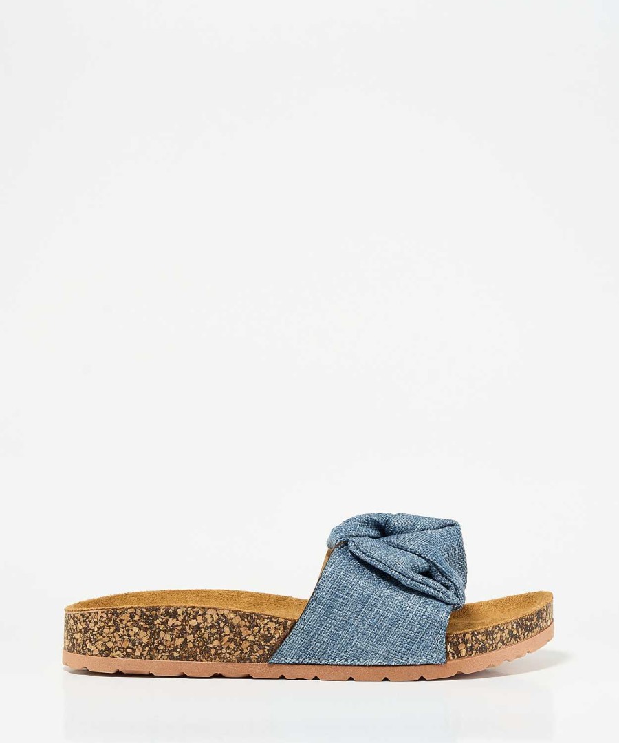 Marypaz Flat Sandal With Denim Bow