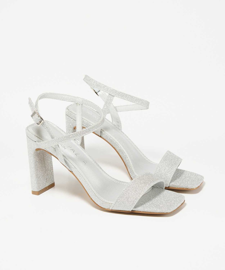 Marypaz Silver Glitter Heel Sandal