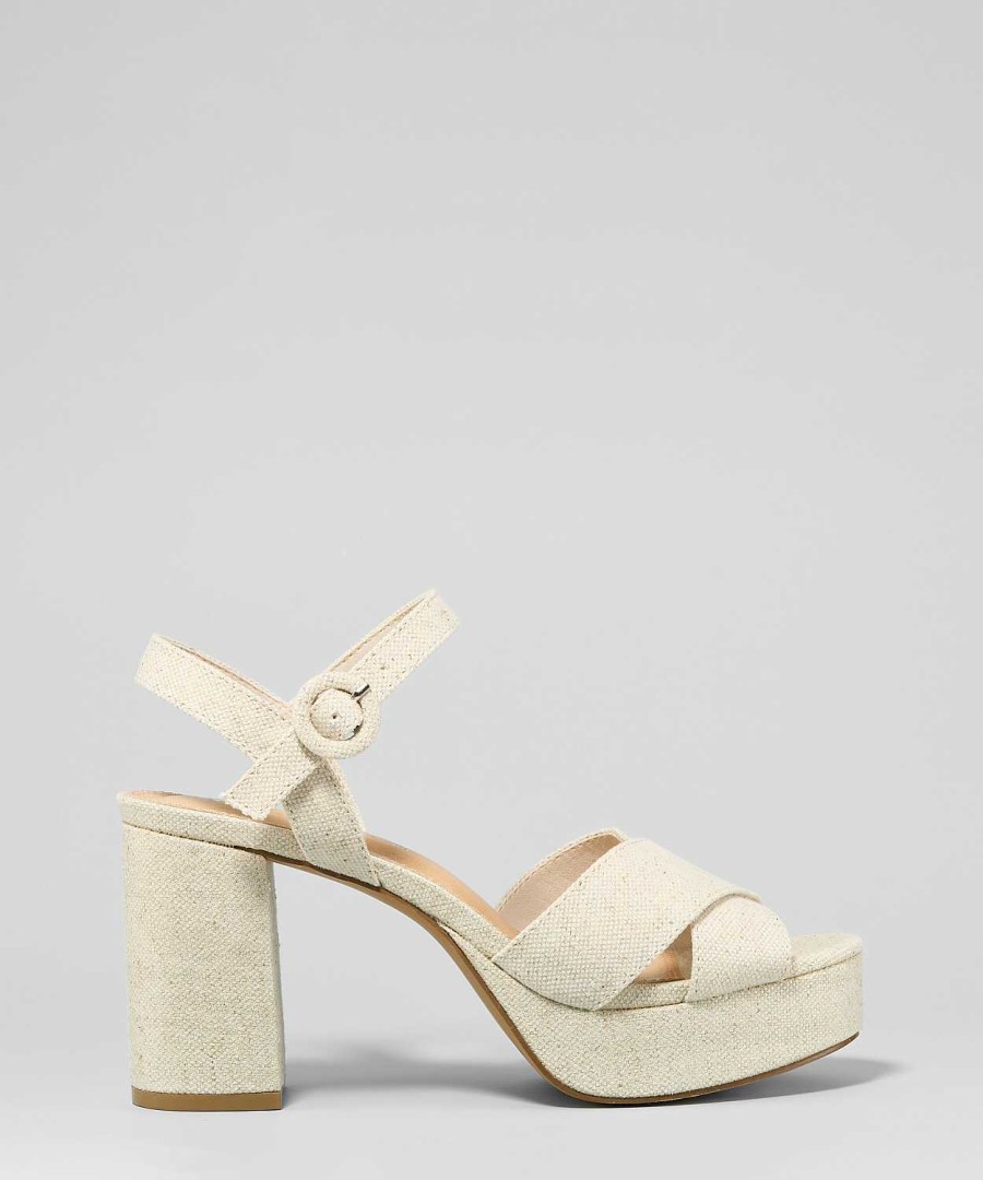 Marypaz Golden Linen Platform Sandal