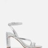 Marypaz Silver Rectangular Heel Sandal