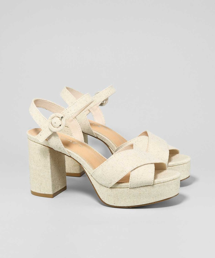 Marypaz Golden Linen Platform Sandal